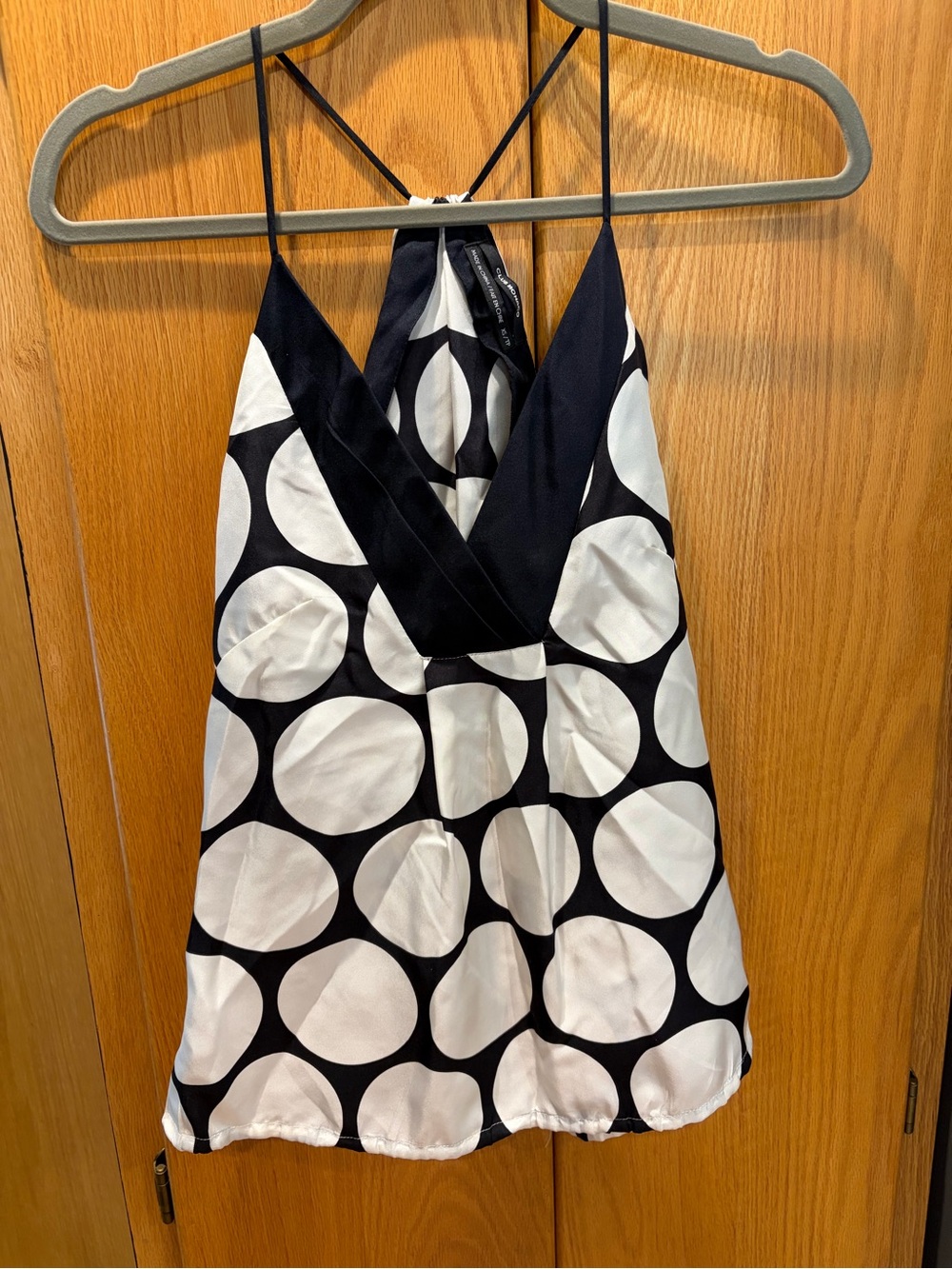 Club Monaco Black & White Large Polka Dot V-Neck Camisole